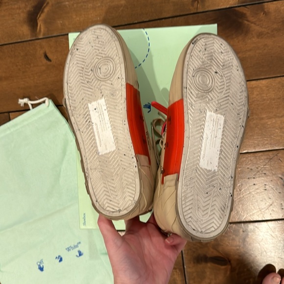 Off-White Low Vulcanized Calf Leather Sneakers in Sand - Picture 5 of 16